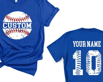 Baseball Custom Name Shirt, Front Baseball Team Tees, Personalized Baseball Shirt, Baseball Birthday Gift, Back Name and Number Baseball Tee