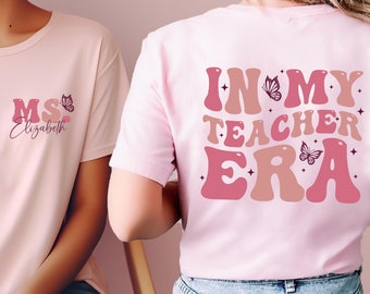 Chemise In My Teaching Era : T-shirt rétro pour professeur, prénom personnalisé