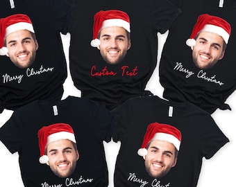 Benutzerdefiniertes Weihnachtsfoto-Sweatshirt, Gesichtshemd, Weihnachtsgeschenk, Benutzerdefiniertes T-Shirt Familienurlaubsfoto, personalisierte Bild Weihnachtsgeschenke