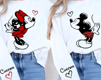 Personalized Lover Mickey and Minnie Sweatshirt, Valentine Gift Sweatshirt,Disney Lover Valentines Day,Disney Couple,Disney Matching Sweater