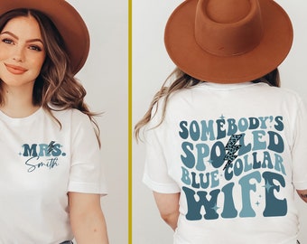 Camiseta de esposa consentida: camiseta retro bohemia y divertida para esposa