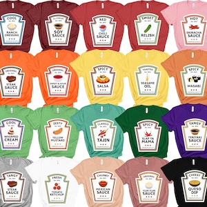Group Condiments T-Shirts, Christmas Matching Shirt, Matching Condiment Costume Party Shirt, Ketchup Shirt, Ranch Shirt, Sauce Group Shirt