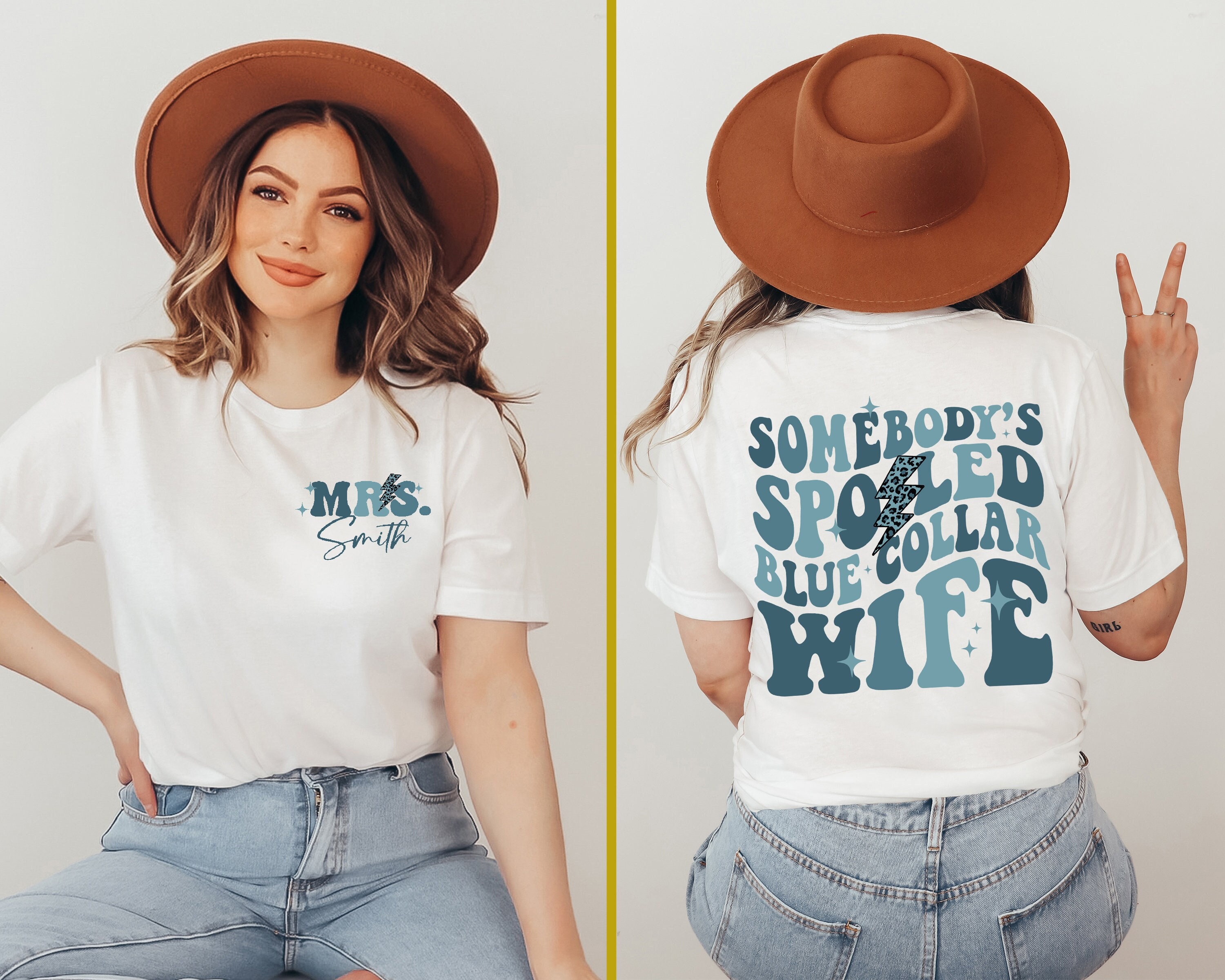 Somebody's Spoiled Blue Collar Wife Shirt, Funny Wife Shirt, Retro Boho Funny Wifey Shirt, Gift for Brides, Gift for Her, Funny Mrs. Shirt