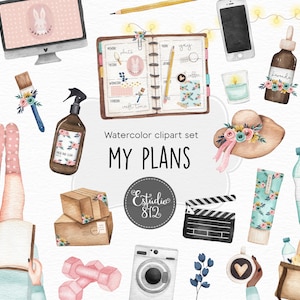 Planner Clipart Watercolor Digital download clip art DIY