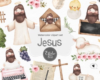 Jesus Clip Art Digital Download water color christmans, pray, religion