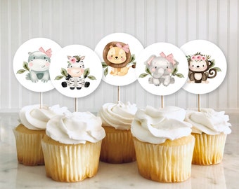 Top cake safari, giraffe, hippopotamus, zebra, lion, monkley, elephant