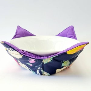 Floral Cotton Bowl Cozy: Reversible Hot Bowl Holder