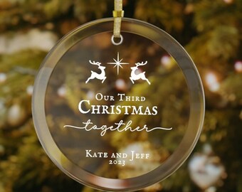 3rd Christmas Together Ornament for Couples, Personalized Third Christmas Ornament, Christmas Couples Ornament