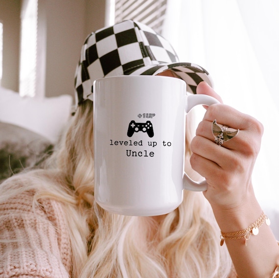 Leveled Up To Uncle Mug, Father's Day Gift for Uncle, Pregnancy Reveal for Uncle To Be, Gamer Uncle Mug, Birthday Gift for Gamer Uncle
