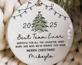 Adorno navideño personalizado para compañeros de trabajo, regalo de equipo, adorno navideño de agradecimiento para empleados, regalos corporativos al por mayor, recuerdo anual de oficina para el personal.