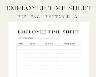 Employee Time Sheet, Simple Time Sheet, Employee Hours Tracker