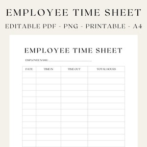 Employee Time Sheet, Simple Time Sheet, Employee Hours Tracker