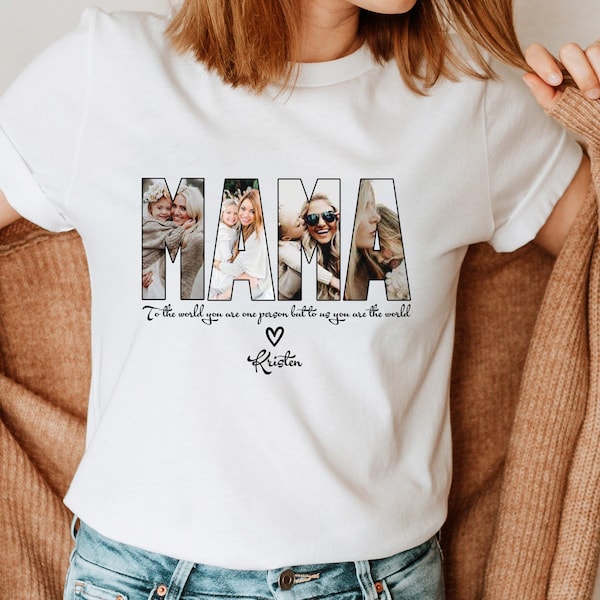 Personalized MAMA Shirt, Custom Mama Photo Shirt, Custom Gift for Mom, Mother's Day T Shirt, Customized Mother's Day Gift, Nana Grandma Gift