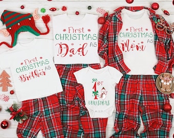 Custom First Christmas Shirt: Matching Family Outfit for Parents and Baby