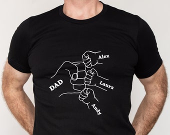 CUSTOM Father&#39;s Day Family Fist Bump Shirt, Personalized Dad Raised Fist Hand Father&#39;s Day, Father&#39;s Day Gift,Funny Dad Shirt, Cute Dad Gift