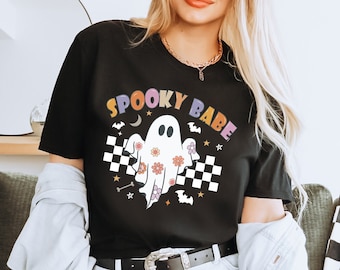 Retro Halloween shirt,Flower Ghost Sketch Shirt, Spooky Babe Ghost,Vintage Ghost Halloween Shirt, Witch Shirt, Retro Fall Shirt, Fall Shirt