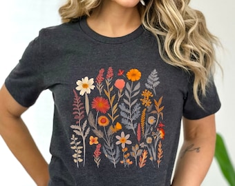 Floral Shirt,Aesthetic Watercolor Wild Flower Shirt,Botanical Floral,Minimalist Women Shirt,Botanical Shirt,Nature Lover Shirt,Ladies Shirt