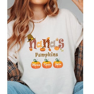 CUSTOMIZED Nana Shirt,Mimi&#39;s Little Pumpkins Halloween Shirt, Custom Grandma Mimi Nana Pumpkin Tee with Kidname,Autumn Grandma Pumpkin tee