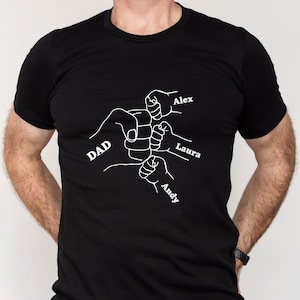 CUSTOM Father&#39;s Day Family Fist Bump Shirt, Personalized Dad Raised Fist Hand Father&#39;s Day, Father&#39;s Day Gift,Funny Dad Shirt, Cute Dad Gift