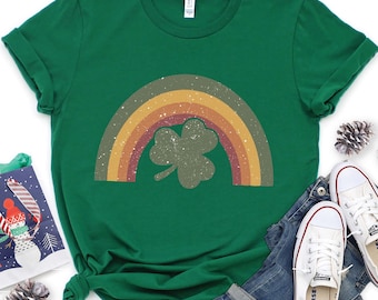 Retro St Patrick's Rainbow Shirt, St Patrick's day T Shirt, Lucky Shirt, Clover Shirt, Irish Shirt, Shamrock Shirt, Gift For St Patrick's