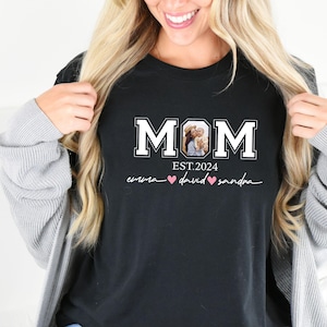 Comfort Colors Shirt, Custom Mom Photo Shirt, Customized Text Mom T-Shirt, Mother&#39;s Day Shirt, Printable Mother Day Photo Shirt, Kids Name