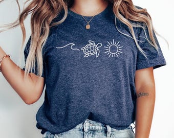 Turtle Sun Graphic T-Shirt: Beach Lover Summer Tee