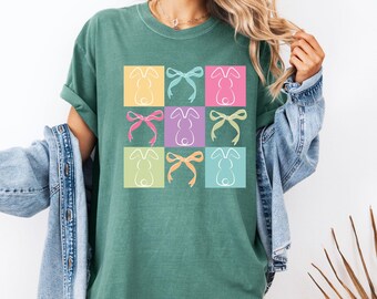 Comfort Colors Easter Shirt: Coquette Bow Bunny Spring Tee