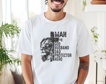 Ma Of God Shirt, Bible Verse Dad Tshirt, Jesus Tees, Dad Lion Shirt, Father’s Day Gifts, ChristianCross Dad Shirt, Cross Shirt, Dad T-Shirt
