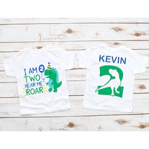 CUSTOM Name Age Dinosaur Birthday Boy Shirt,T-Rex Birthday Shirt, Boys T Rex Party, Boys Birthday Outfits, Kids Boys Dino Birthday T Shirt