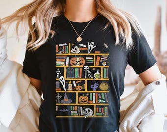 Halloween Library Shirt, Ghost Books Halloween Tshirt, Teacher Halloween Gifts, Book Lover Shirt, Halloween Reading T-shirt, Book Club Shirt
