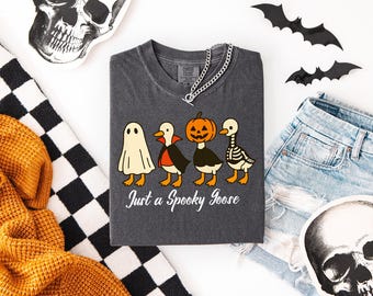 Spooky Goose Halloween Shirt: Comfort Colors Retro Fall Tee