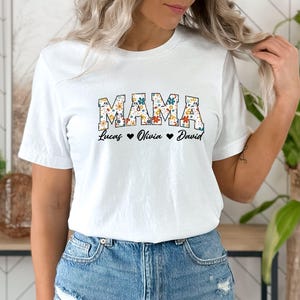 Personalized Floral Mom Shirt with Kids Names, New Mom Tees, Mama Birthday Gift, Mom Appreciation Gift, Cute Mom, Custom Mother&#39;s Day Gift
