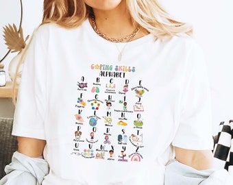 Coping Skills Alphabet Shirt: School Counselor Psychologist Tee