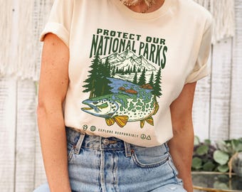 National Parks Shirt: Protect Nature, Retro Adventure Tee for Outdoor Lovers