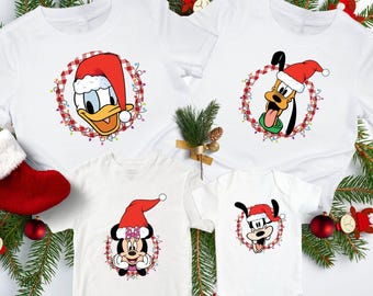 Mickey and Friends Checkered Christmas Shirt, Christmas Mickey and Friends Shirt, Checkered Disney Shirts, Christmas Family Tee, Xmas Light