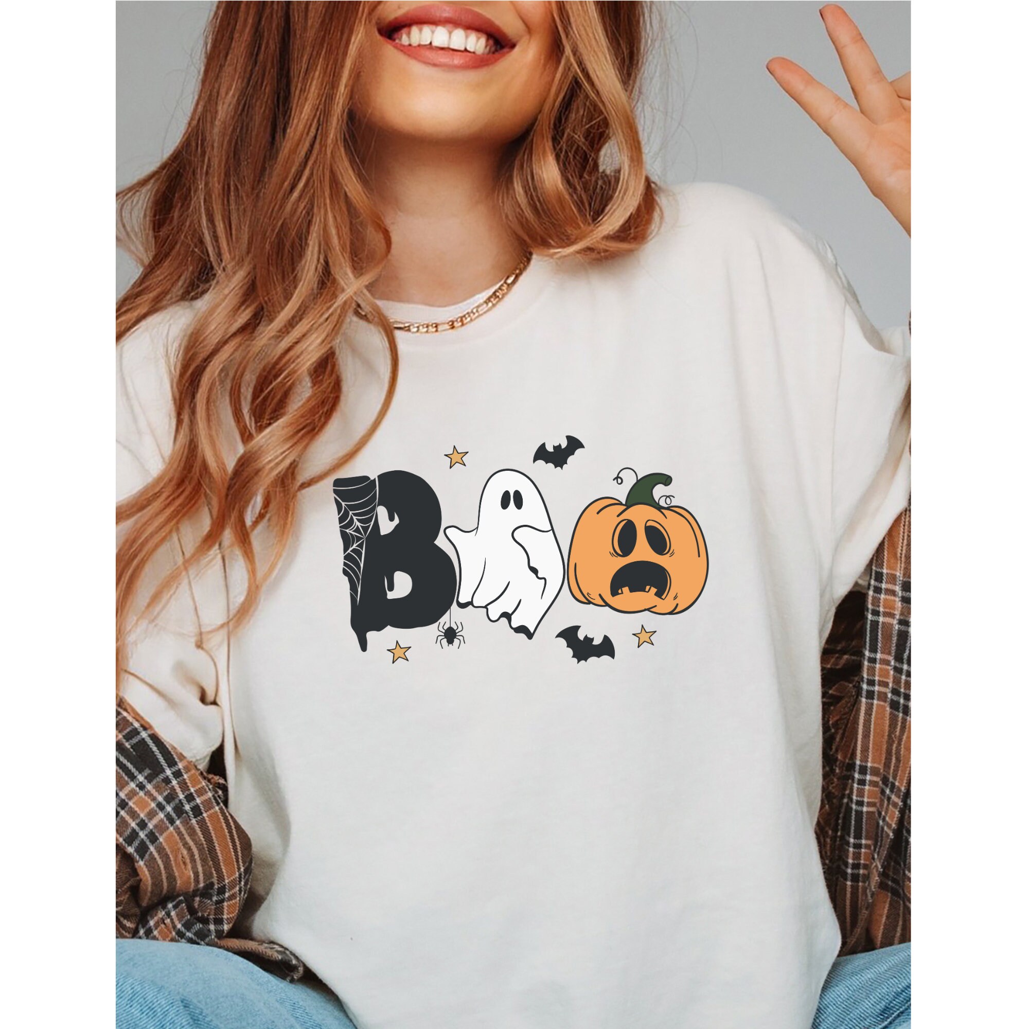 Retro Halloween Shirt: Spooky Ghost, Pumpkin Tee