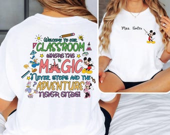 Custom Disney Teacher Shirt, Mickey Mouse Shirt, Personalized Teacher T-shirt, School Tees, Disney Teacher, Custom Name Teacher Shirt