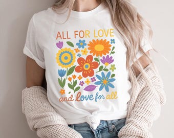 Comfort Colors LGBTQ Pride T-Shirt: All For Love Graphic Tee