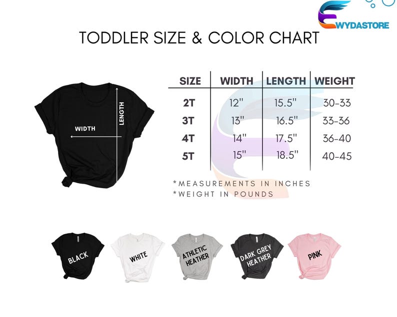 the size and measurements of a toddler's t - shirt
