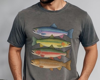 Comfort Colors Abstract Trout Shirt: Retro Fly Fishing Tee