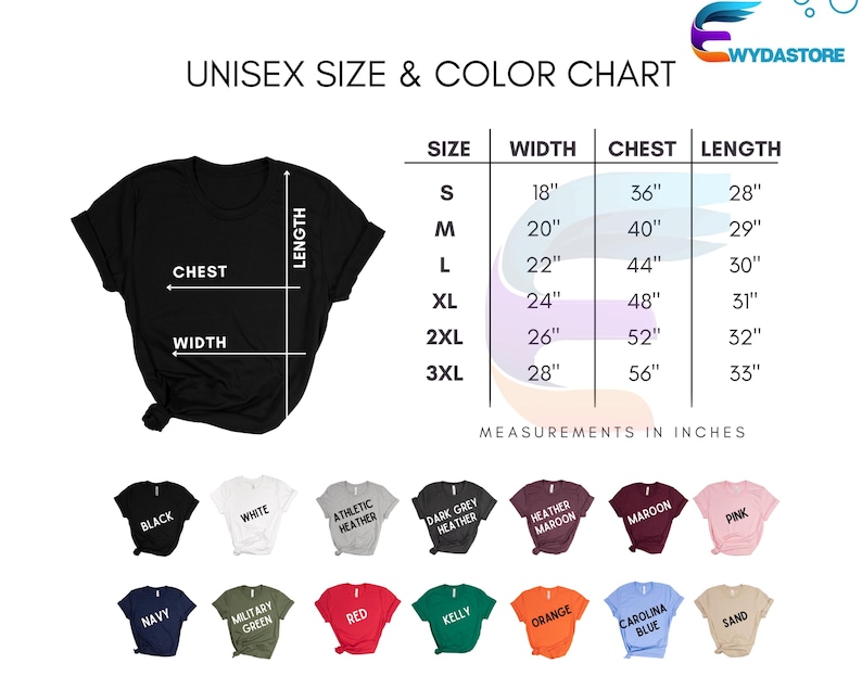 a women's t - shirt with measurements and measurements