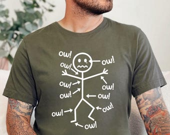 Ow Character T-Shirt, Funny Minimalist Shirt, Meme T Shirt, Simple Quote Tee, Gen Z Humor Shirt, Trendy Statement Shirt, Soft Cotton Top