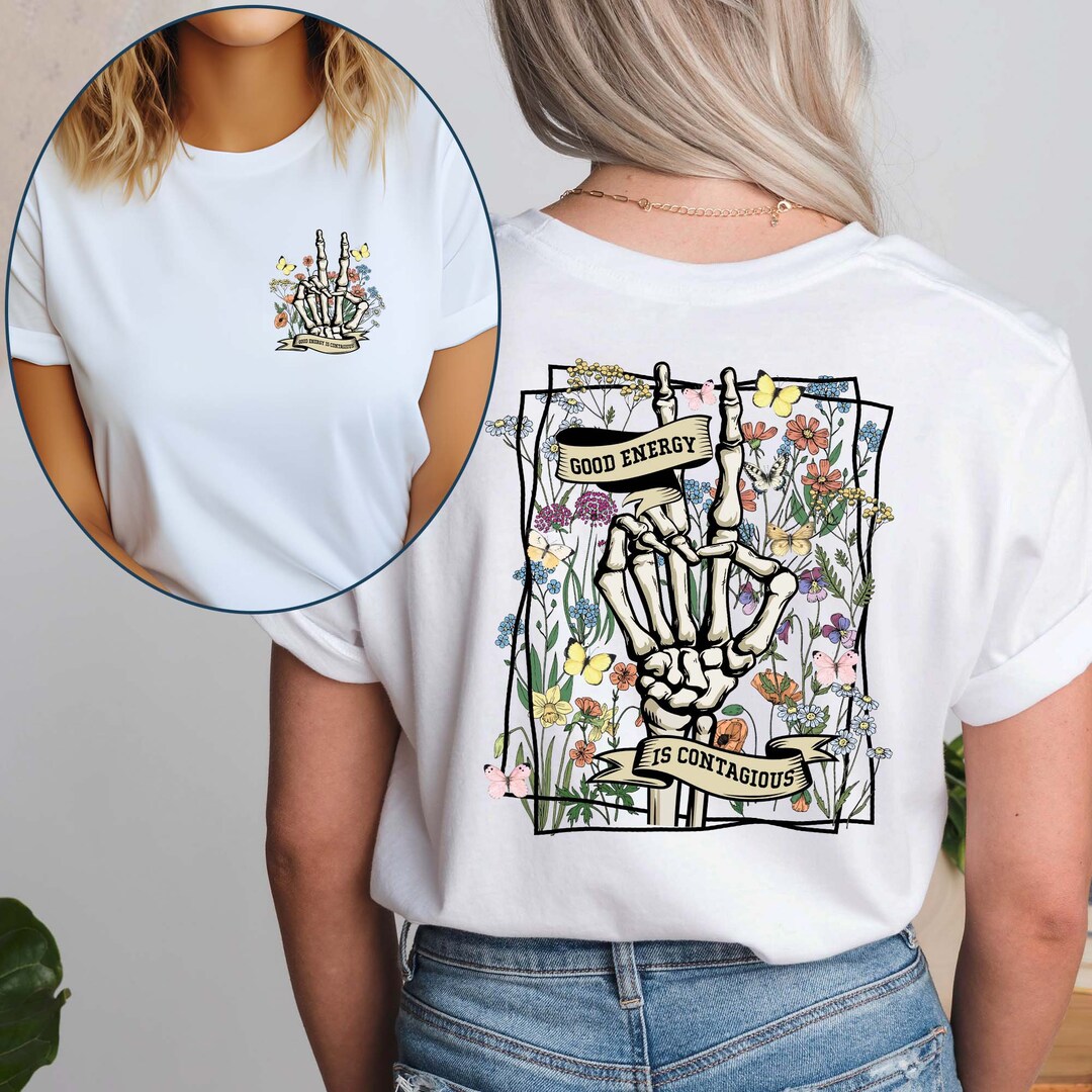 New 'Relax and feel the good energy flowing' skeleton Tee ;;; 100% Cotton ... M/L main image 0