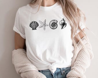 Comfort Colors Sea Shells T-Shirt: 90s Retro Beach Tee