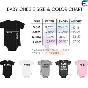 baby onesie size and color chart