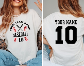 Custom Baseball T-Shirt: Personalized Team Name & Number Tee