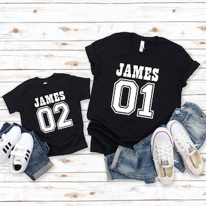 Three Generation Matching Shirt, CUSTOM Father&#39;s Day Gift for Grandpa, Family Name Dad Grandpa Grandson Tee, Daddy and Me Matching Outfit