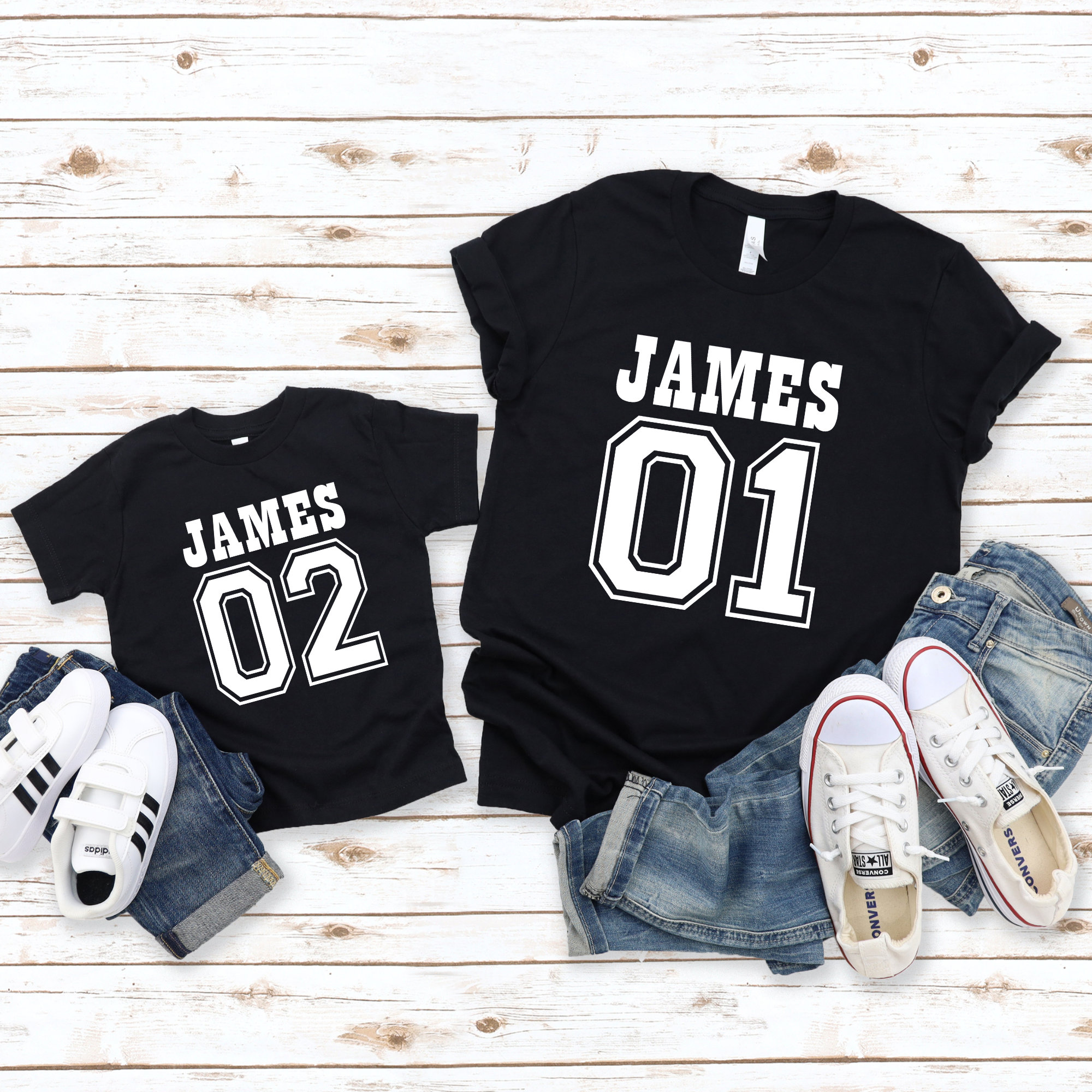 Three Generation Matching Shirt,CUSTOM Fathers Day Gift for Grandpa,Family Name Grandpa Dad Grandson Tee,Family Matching,Daddy and Me Outfit