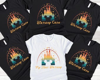 Custom Disney Birthday Crew 2025 Shirt, Personalized Disney Family Birthday Crew T-Shirt, Birthday Squad Disney Tees, Disney Castle Birthday