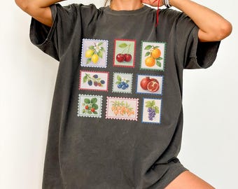 Comfort Colors Summer Fruit Stamp T-Shirt: Cottagecore Farmer's Market Tee